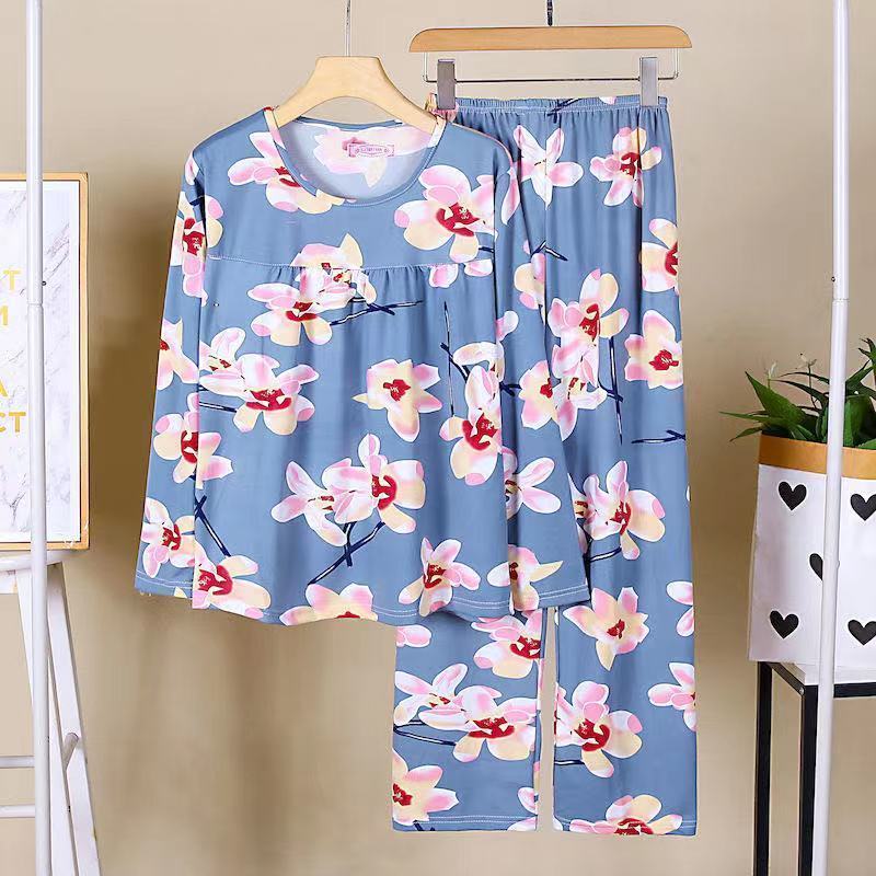 Женский комплект пижамы осень-зима корейская версия пожилой матери повседневная домашняя — фото 13