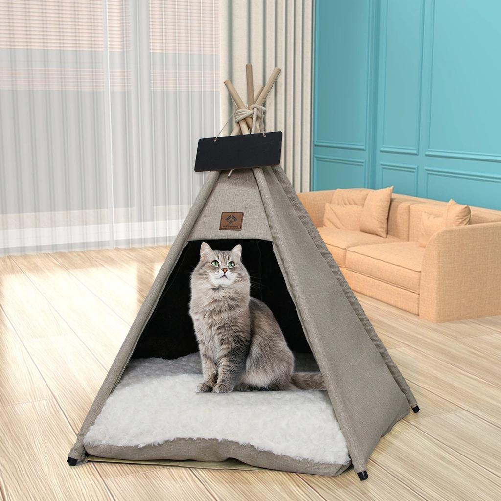 Removable and Washable Pet Tent with Mat and Pentagonal Pet Kennel for Cats and Dogs