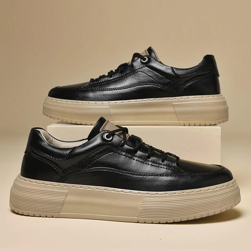 New Mens Luxury Casual Shoes High Quality Brand Leather Snekaers Comfort Lace Up Designer Sport Shoes Business Tennis Masculino