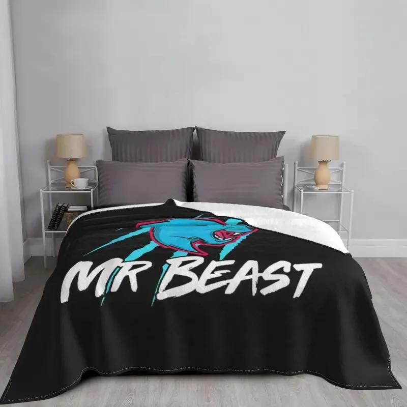 Logo Mr Beast Deka Fanny Tiger Fleece Jaro Podzim Prodyšné Lehké přehozené deky na pohovku Kancelář
