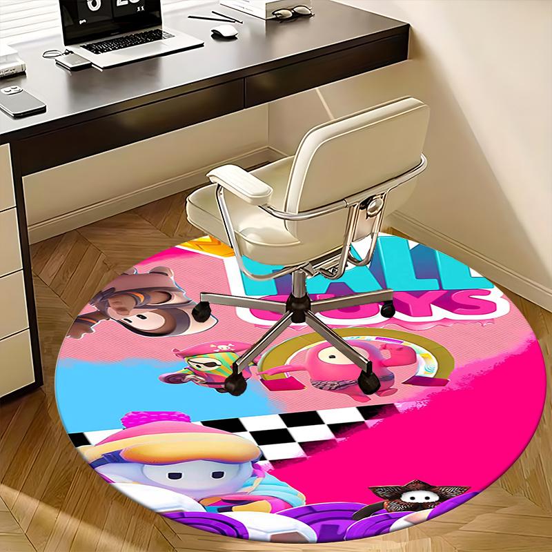 Fall Guys character, Chair mat Round Rug Office carpet, Machine Washable, Non slip, Suitable for Living Rooms, Bedrooms