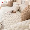 Cream White Checkered Plush Sofa Cushion Couch Winter Thick Striped Sofa Cover New Plush Seat Mat Sofas Towel Cloth Towel