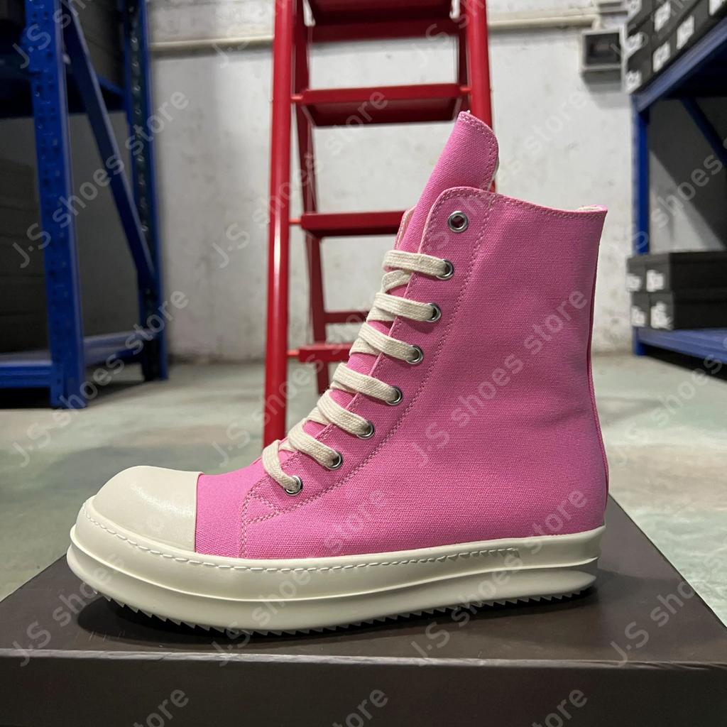 Ro Geobasket Pink Canvas High Top Shoes Luxury Design Sneaker Men Shoe Genious Zipper Women Ankle Boot Casual Sneakers Boots