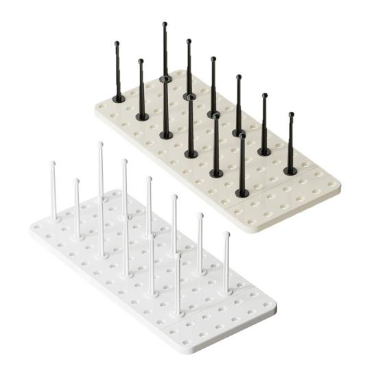 Expandable Dish Drying Rack Plate Bowl Book Holder Mesh Panel with Adjustable Posts Anti-Slip Bottom Dish And Cup Organizer