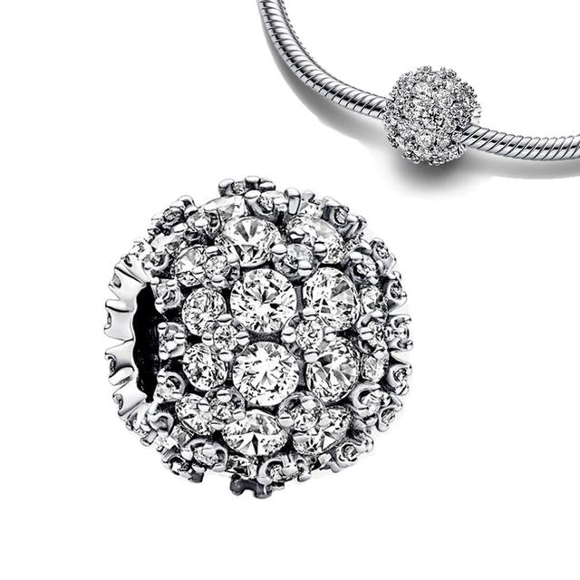 Hollow Out Shiny 925 Silver Snowflake Love Tree Charm Fitting Bead Suitable For Original Bracelet DIY Women's Gift Jewelry