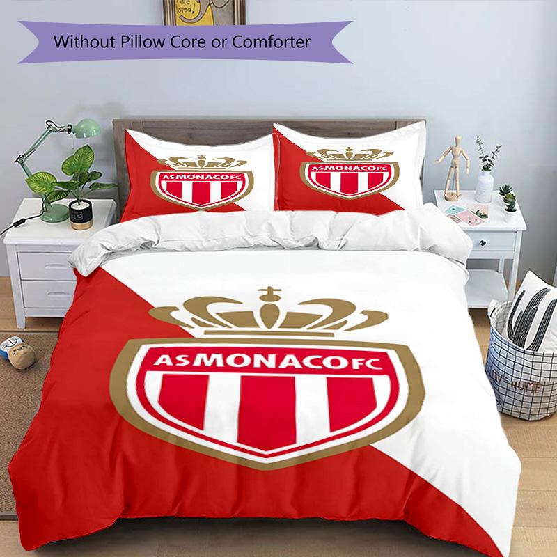 Monaco Football club Printed Pattern Duvet Cover Set – includes 1 duvet cover and 2 matching pillowcases Bedroom decor Christmas gifts