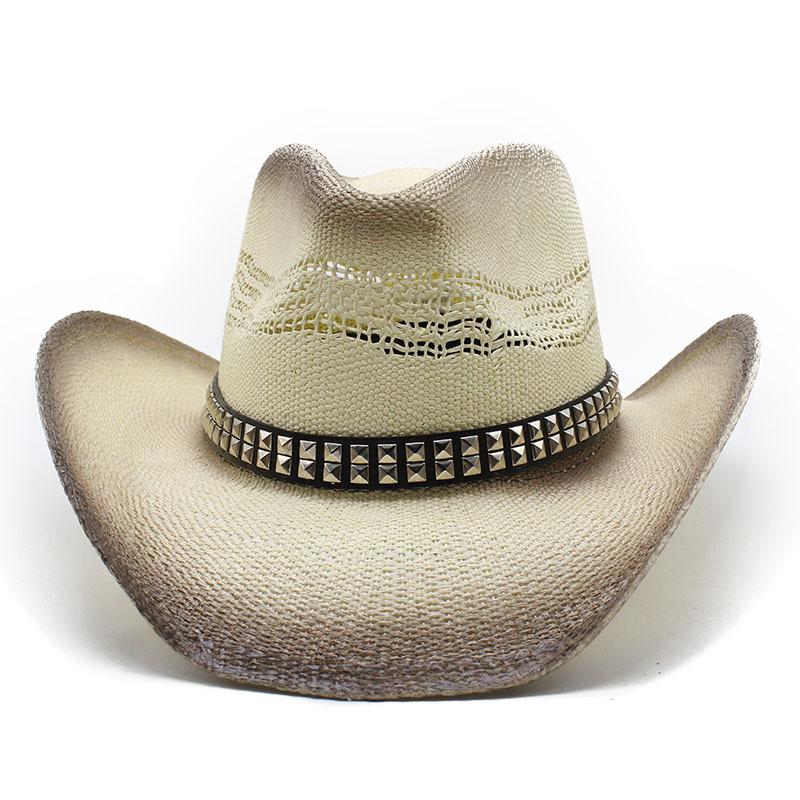 Waterproof Woven Hand-Woven Western Knight Cowboy Hat Spring And Summer Beach Sunshade Straw Outdoor Sun Hat