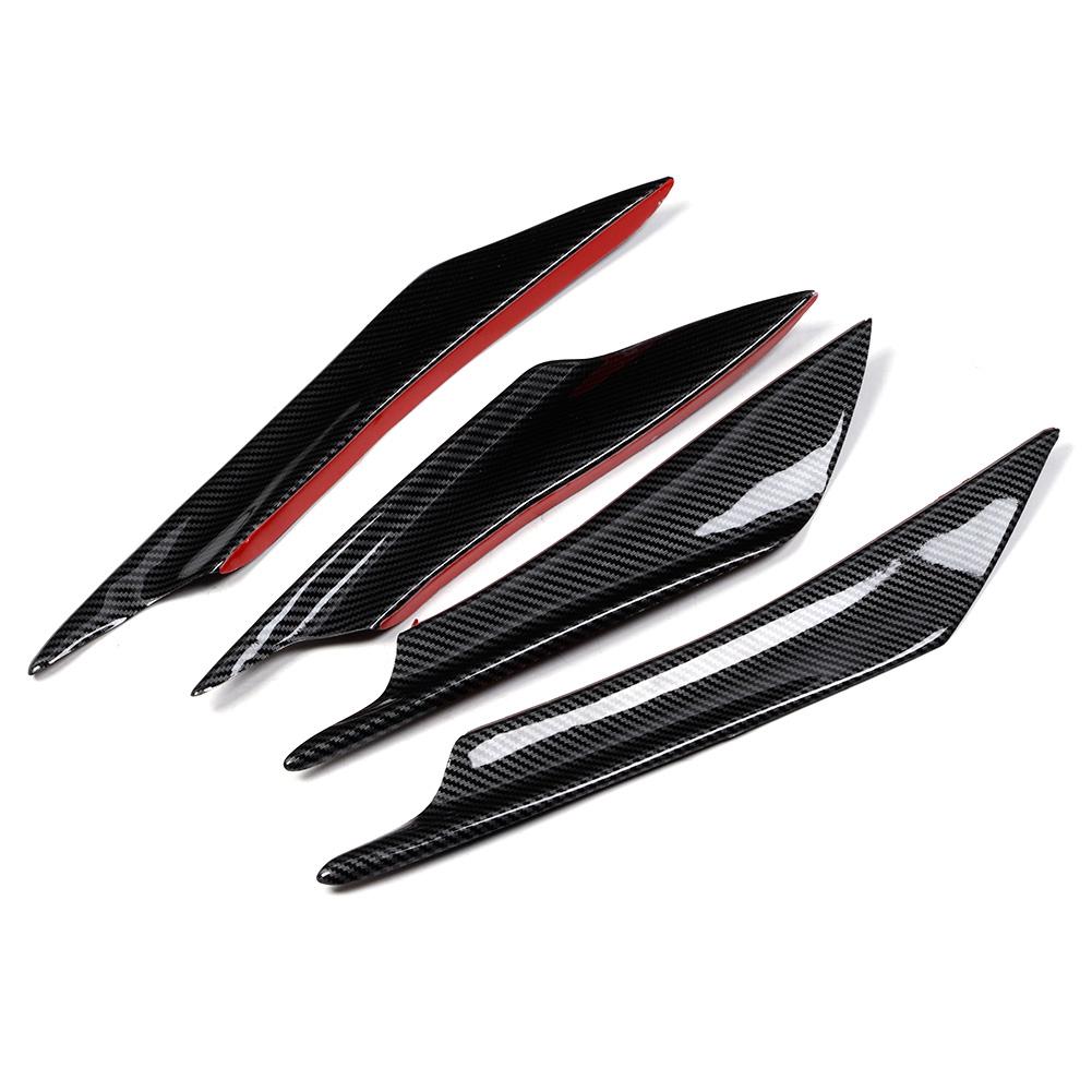 4Pcs Set Universal Carbon Fiber Style Car Front Bumper Canards Splitter Fins Deflector