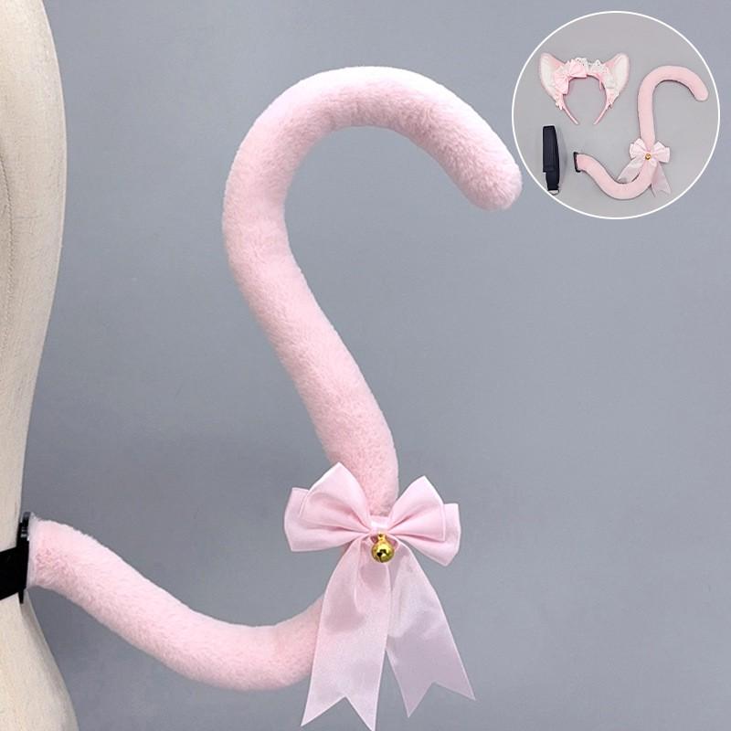 Süßes Japanisches Kawaii Katzenohren Stirnband Schwanz Set Lolita Mode Cosplay Kostüm Zubehör