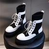 Boots women's new autumn and winter mid-tube leather women's shoes fashion elastic short boots Martin boots women's trend