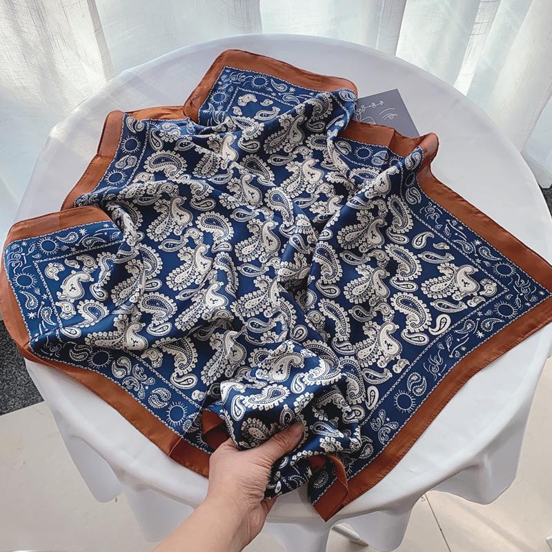 Women's Vintage Paisley Faux Silk Scarf: Versatile Headband, Hair Tie, Bag Accessory for Spring & Autumn.