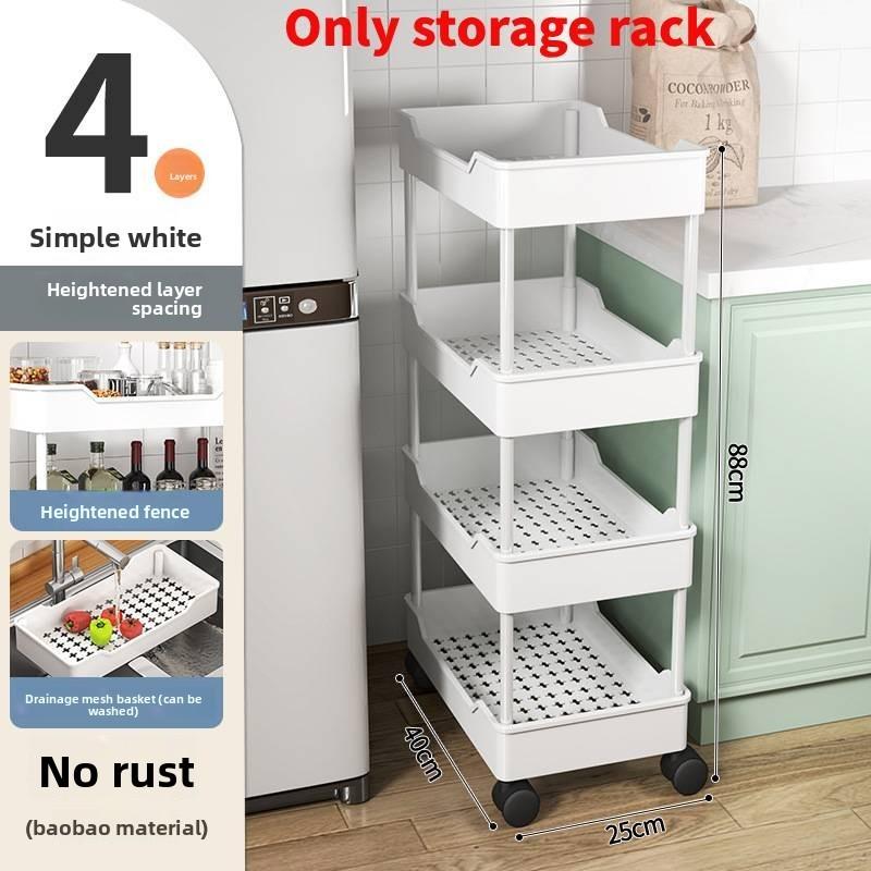 Minimalistyczny Plastikowy 4-poziomowy Wąski Wózek do Przechowywania do Organizacji Łazienki, Kuchni i Szafy