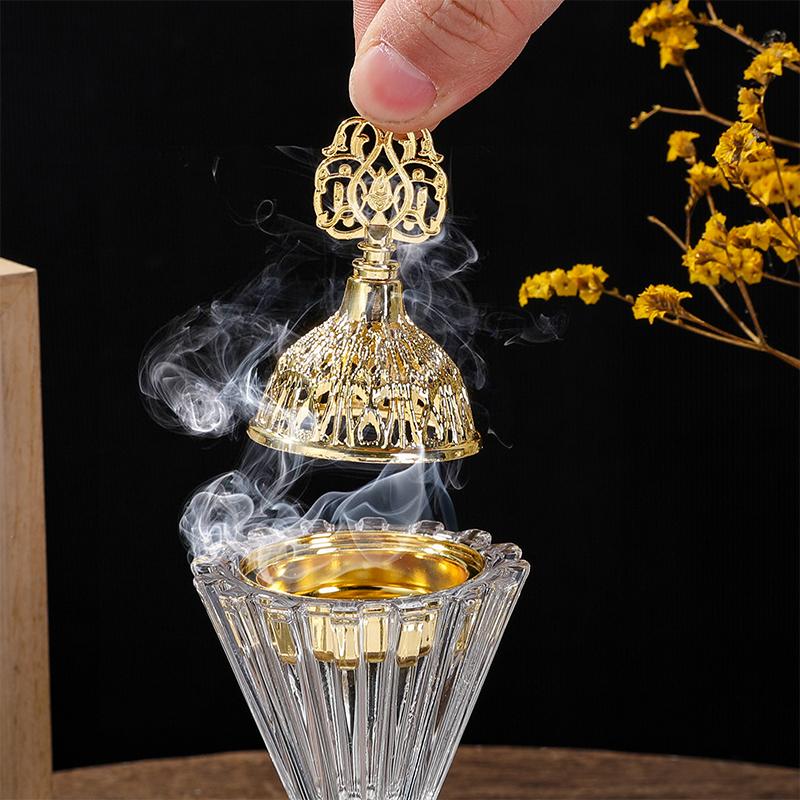 Queimador de Incenso Bouquet de Vidro Cristalino Estilo Árabe Decoração de Casa e Escritório Suporte para Incensário Estilo Árabe Fogão de Aroma