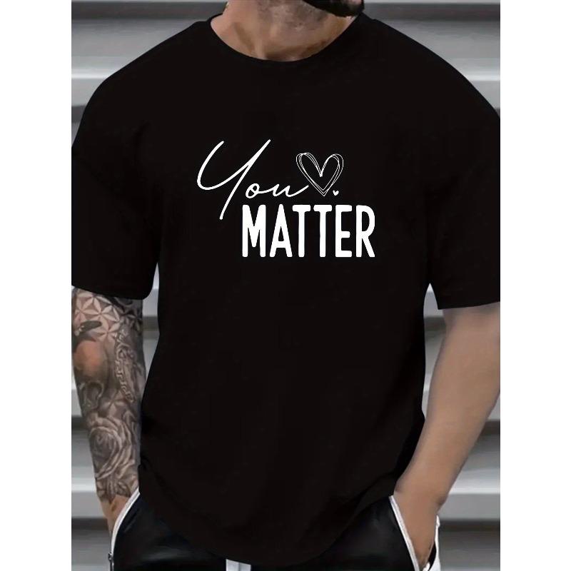 European sizes Men's Oversized Fit T-Shirts Suitable for Summer - Comfortable Crew Neck Short Sleeve Tees with Heart & Letter Print
