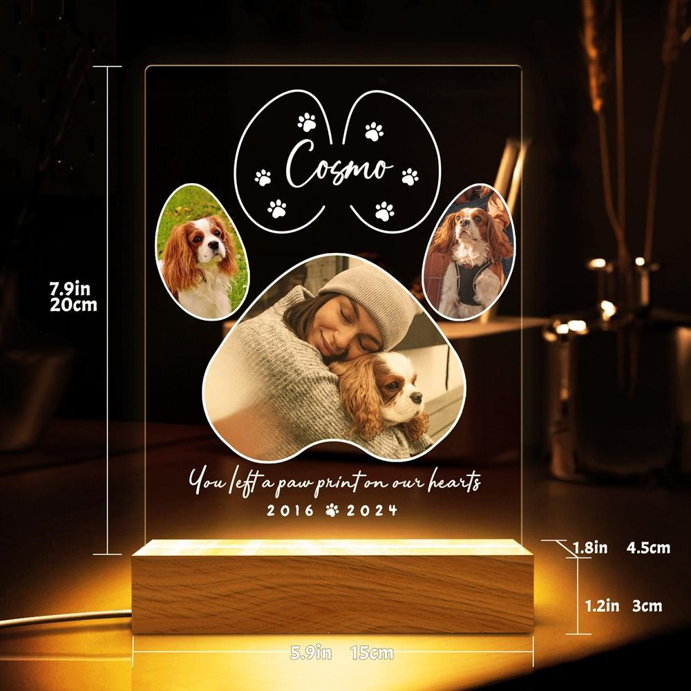 Personalized Acrylic Pet Portrait Luminary Glowing Ornament Customizable with Pet Picture Word Gift for Pet Parents Enthusiasts