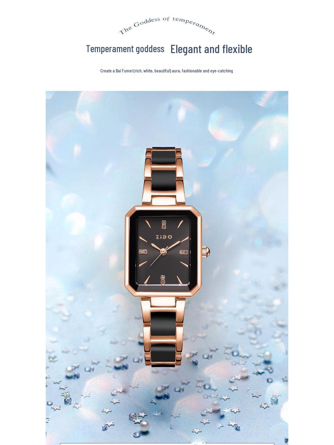 

ZIDO Минималистичные женские автоматические водонепроницаемые роскошные часы No Gift Box чёрный