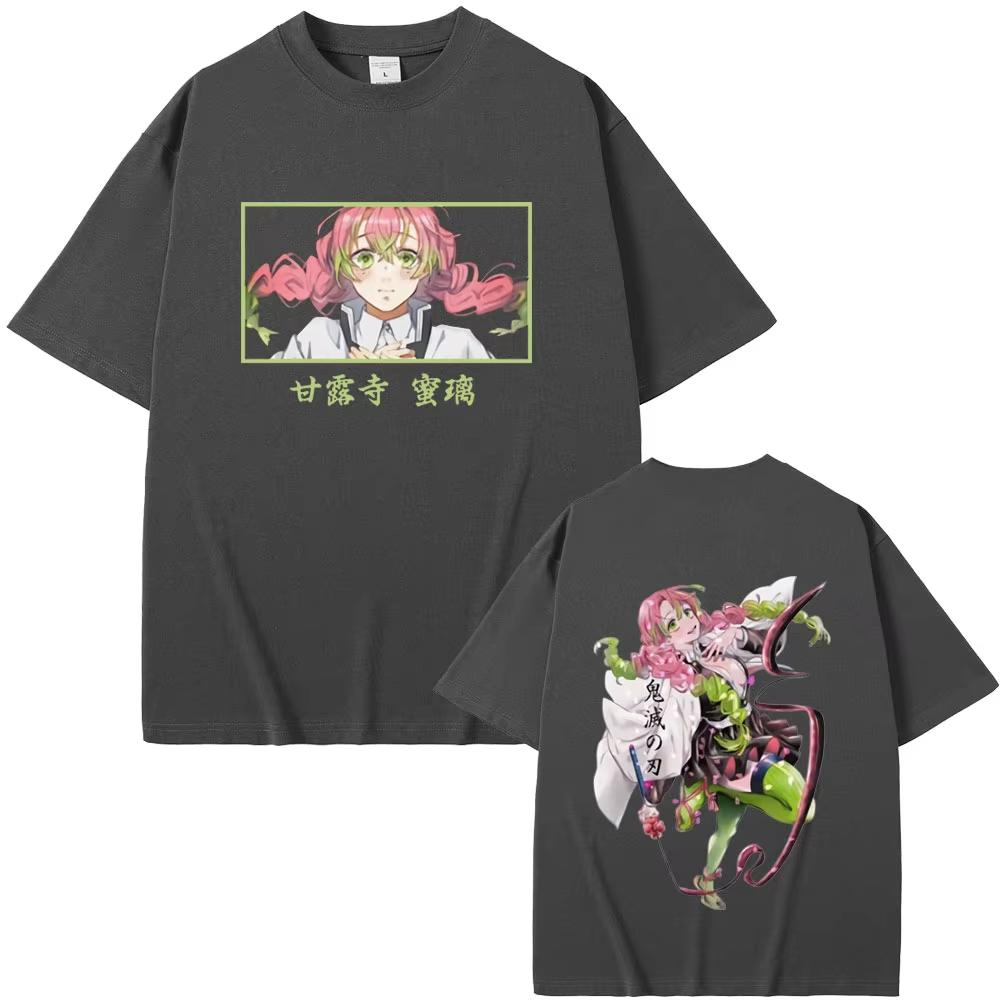 Anime Demon Slayer Kanroji Mitsuri Graphic Print T-Shirt Kimetsu No Yaiba T Shirt Summer Men Women Casual Soft Cotton Tshirt Top