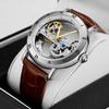 Forsining New Fashion Transparent Skeleton Mechanical Watch Men Leather Waterproof Luminous Hands Steampunk Automatic Watches