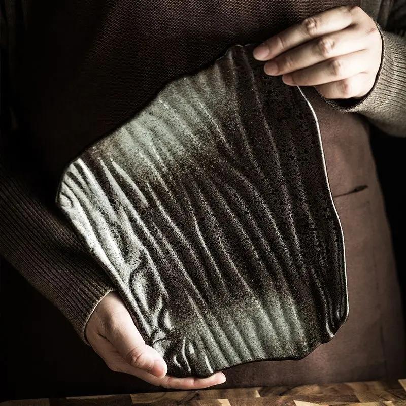 Japanese Special Dish Ceramic Shaped Plate Large Size Dish Home Vintage Japanese Sushi Plate Restaurant Tableware