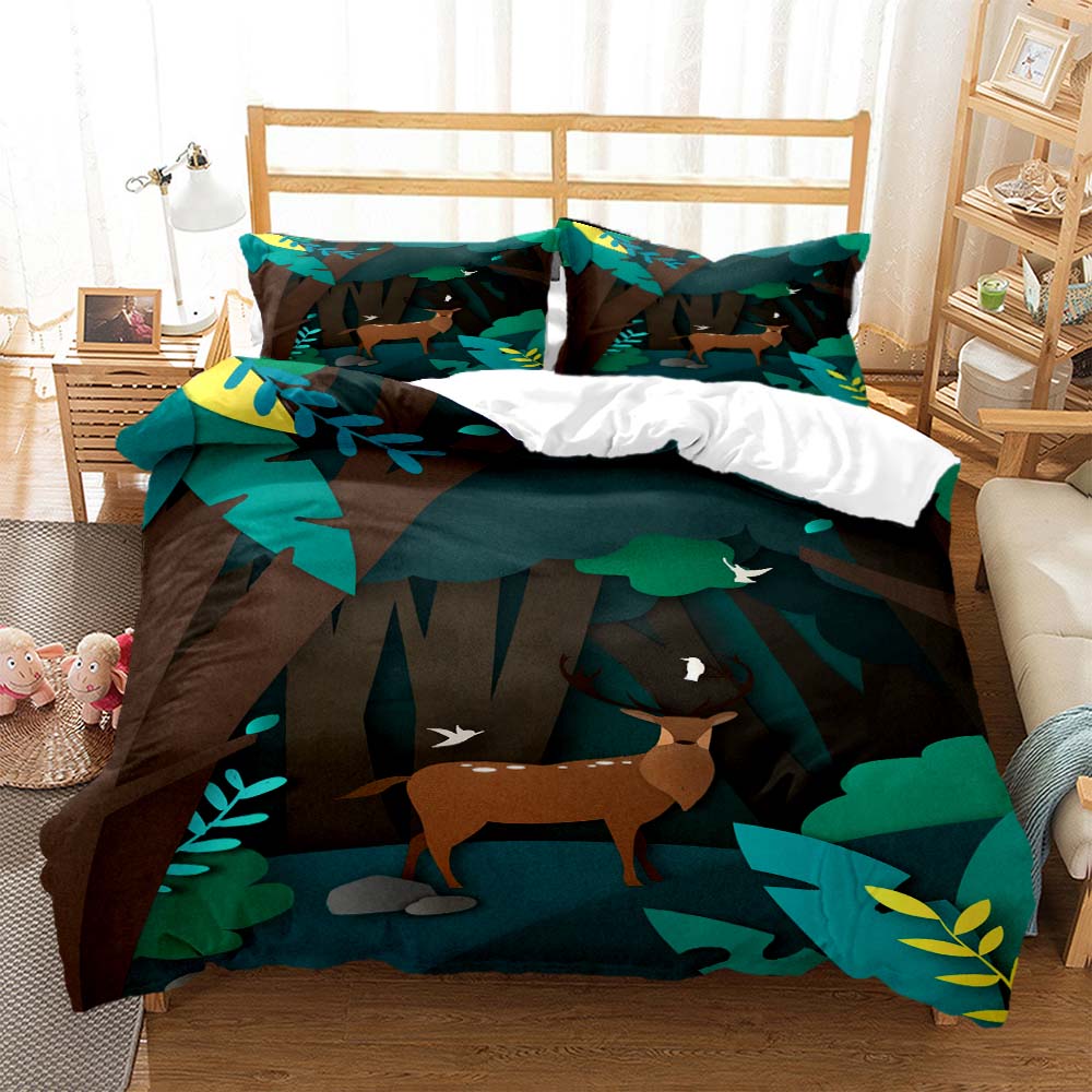 Forest Deer Digital Print Polyester Bedding Sets Child Kids Covers Boys Duvet Cover Set For Teens Bedding Set