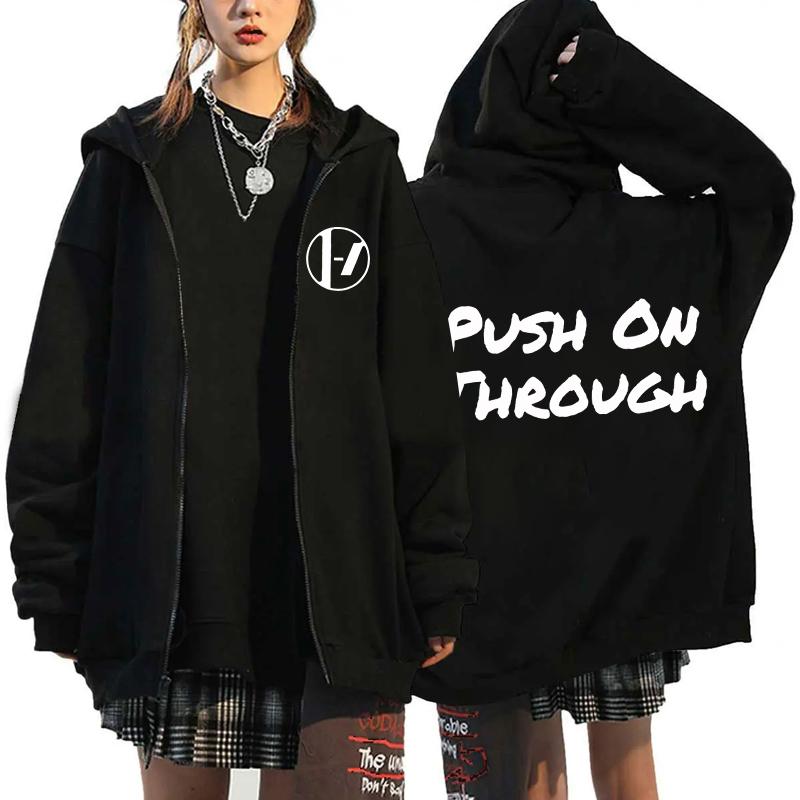 Rock Band Twenty One Pilots Vintage Zippered Hoodie Men Women Sweatshirt Casual Long Sleeve Streetwear Zipper