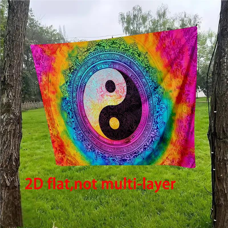 VIKAMA MandalaStyle YinYang Tai Chi Tapestry Colorful Artistic Banner Wall Decoration For Living Room And Bedroom