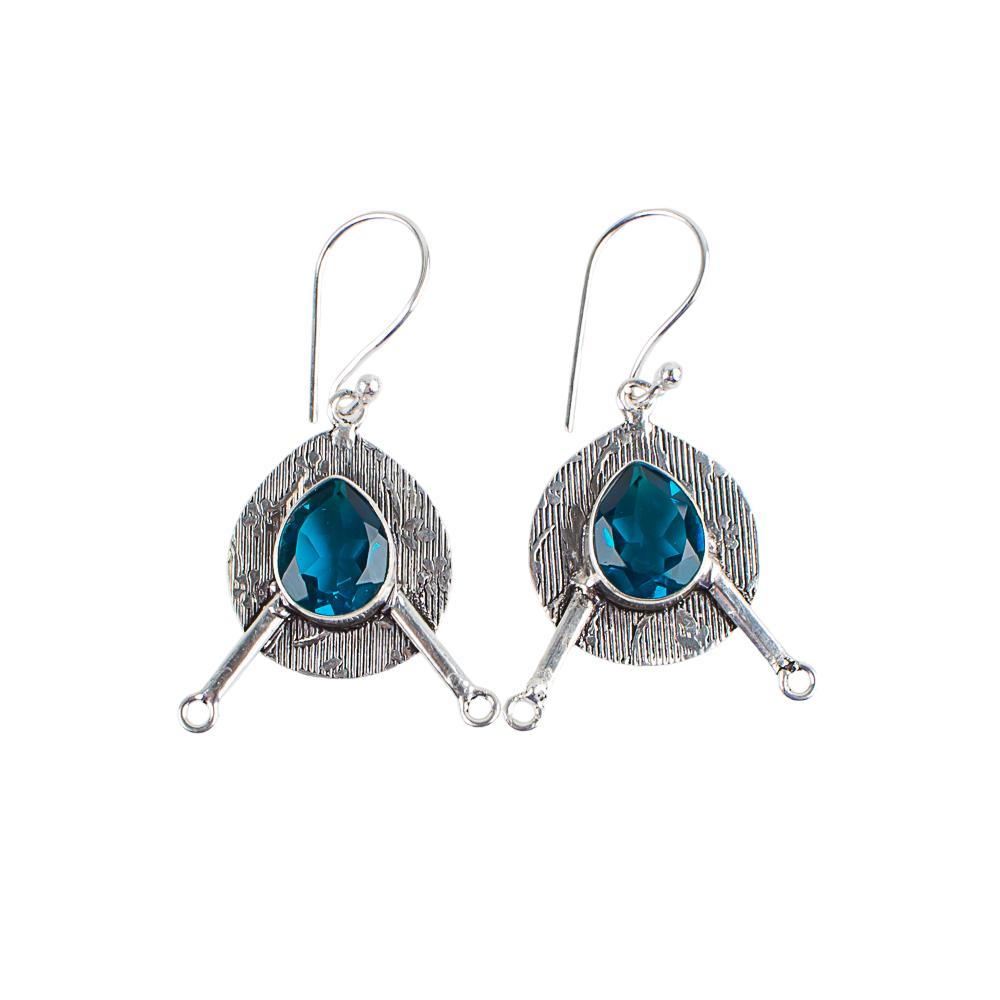 Rare Apatite Gemstone 925 Sterling Silver Jewelry Handmade Hook Earrings 1.86" EE-78-4