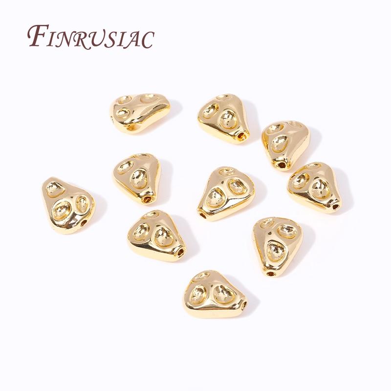 18K Gold Plated Brass Irregular Spacer Beads DIY Beadwork Accessories Supplies For Needlework Natural Stones Jewelry Making