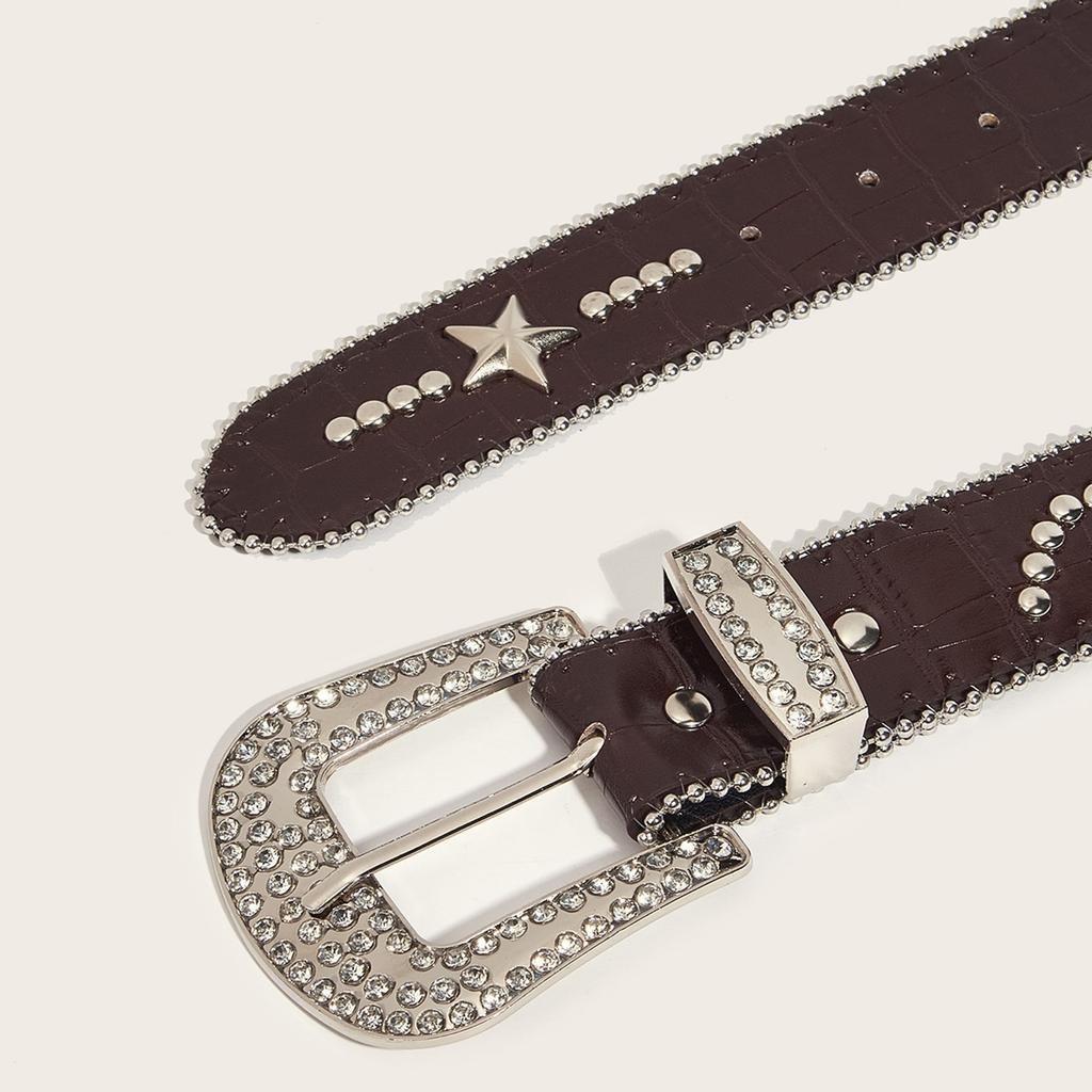 Sexy Waist Belt Jeans Belt PU Studded Diamante Belt Casual Ceinture Punk Modern Belt Street Dance Crystal Belt