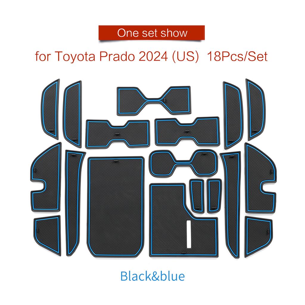for 2024 Toyota Land Cruiser Prado 250 Anti-Slip Gate Slot Cup Mat PVC Non-Slip Door Pad Interior Accessories 18pcs