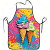 1pc 1pcs Vibrant Ice Cream Pop Art Apron with Retro Ice Cream Cone & Adjustable Waistband - Durable Easy-Clean Polyester Suitable for Kitchen Cooking,