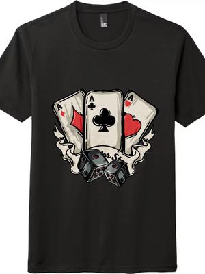 Casino Poker Ass Würfel T-Shirt - Vintage Spiel Unisex Tee