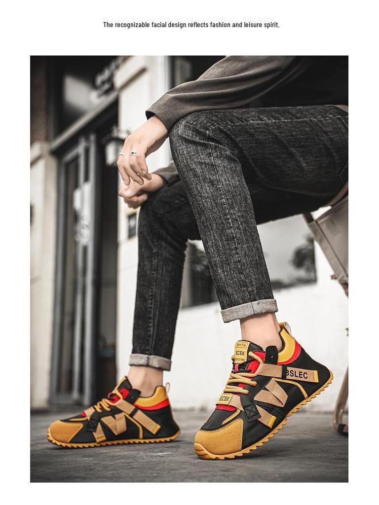 Men's Plus Size Lightweight Casual Dad Running Shoes - Trendy, Comfortable, and Sporty Leather Design