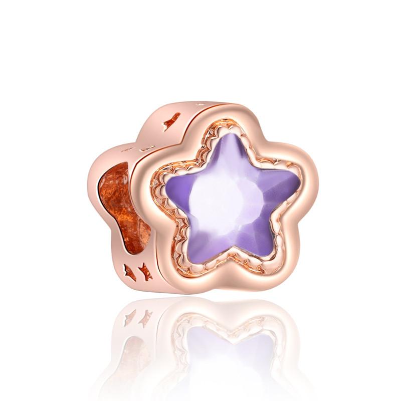 Fashion Rose Gold Plated Crystal Love Heart Flower Charms Bead Fit Original Bracelet Charm Pendants for DIY Jewelry Making