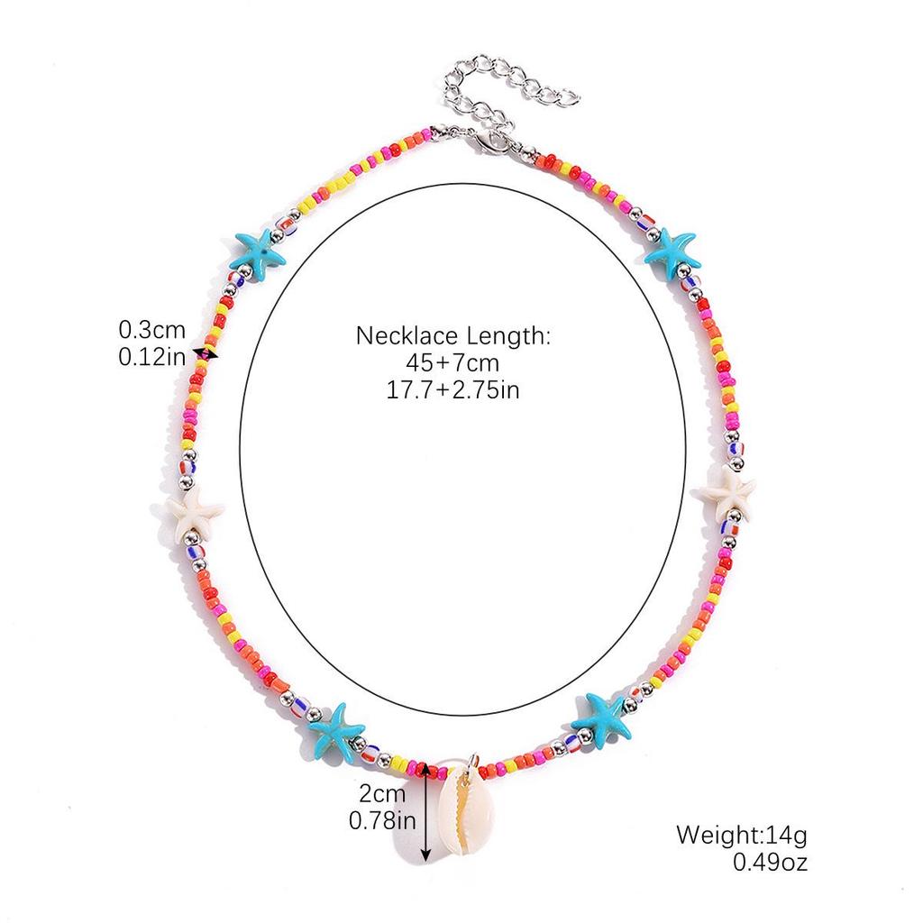 Ocean-Themed Bohemian Starfish & Seashell Beaded Choker Necklace