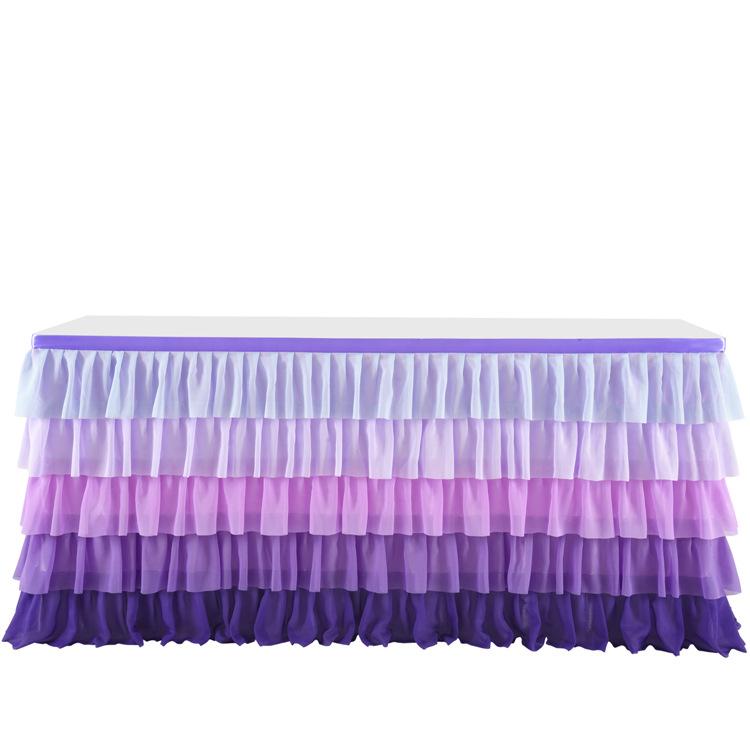 Surround Deco  Mariage Chiffon Table Skirt Birthday Party Tutu Gauze Table Skirt Wedding Decoration Pleated Blocked Table