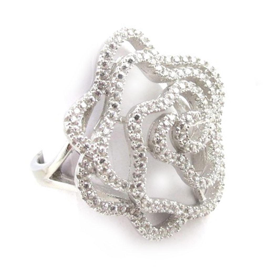 Silver Ring 'Rosa Romantica' White