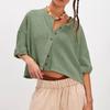 Linen Button Front Knit Cardigan with Short Sleeves, Color