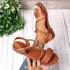 Summer new daily wear round head flat bottom open toe cross buckle with beach sandals women