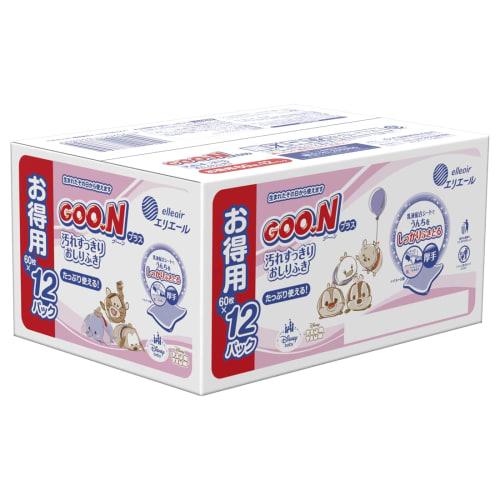 Goo.n Plus Baby Wipes Refill, 720 Wipes (60 Wipes X 12 Packets), Case Sold <Disney Design>