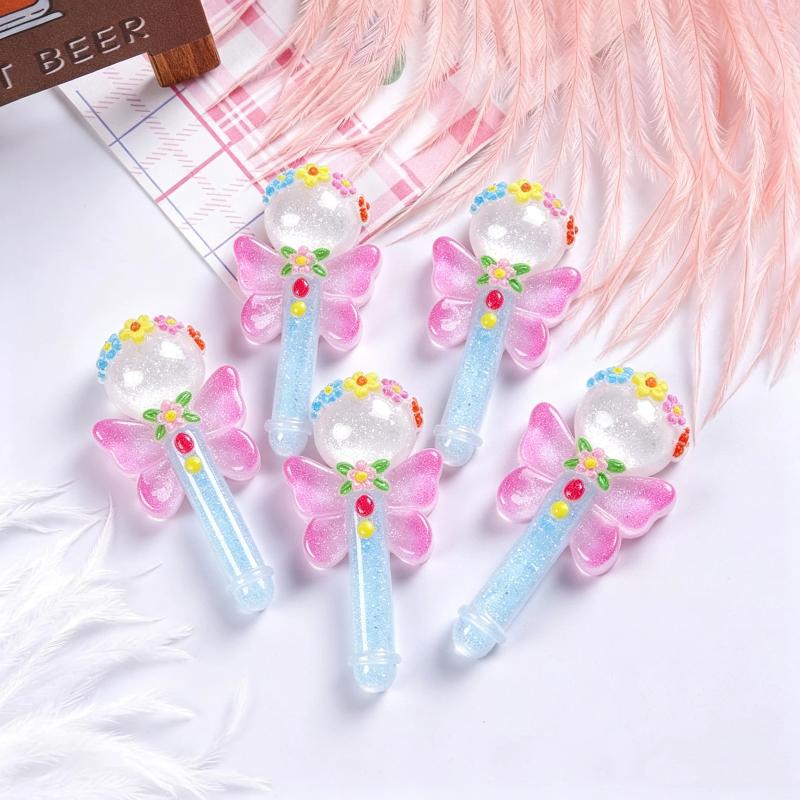 Mini Glittery Resin Magic Wands Multiple Cartoon Styles For Diy Crafts Cream Glue Decoration For Kids