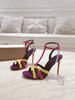 Fashion New slim heel gold French stripe sandals with crossed T-shaped high heels, sexy and elegant socialite women's shoes