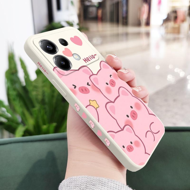 Happy Pig Phone Case For Xiaomi Poco F8 F7 X7 X6 F6 M6 M5 M5S F5 X5 F4 X4 M4 F3 M3 X3 Pro 4G 5G GT Silicone Cover