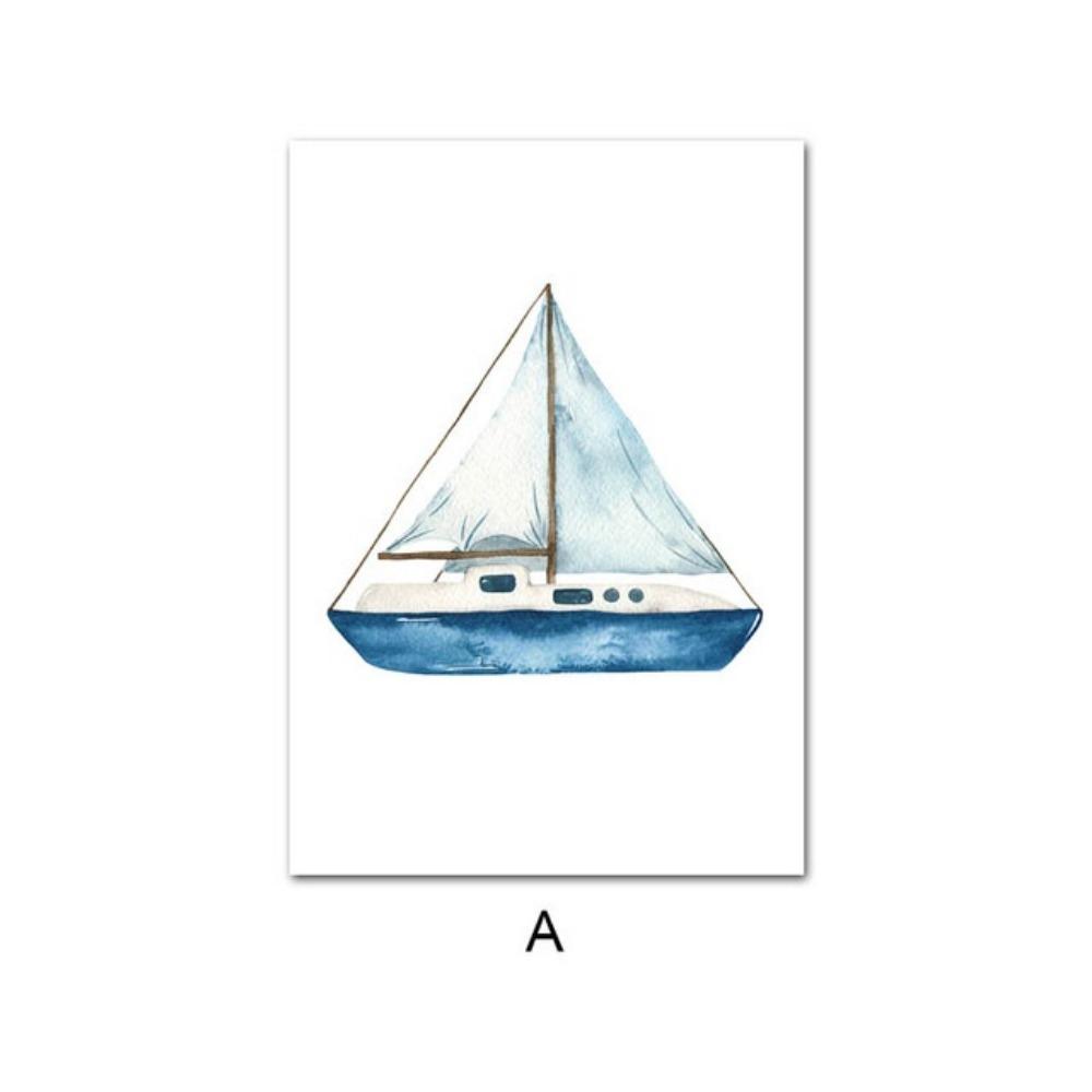 

Морское искусство Картина Кит Лодка Настенная живопись Картина на холсте Морской пейзаж Печать на холсте Декор для спальни 21*30cm No Frame