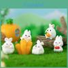 Charming Resin Craft Mini Fat Bunny Animal Tabletop Ornaments Cartoon Style