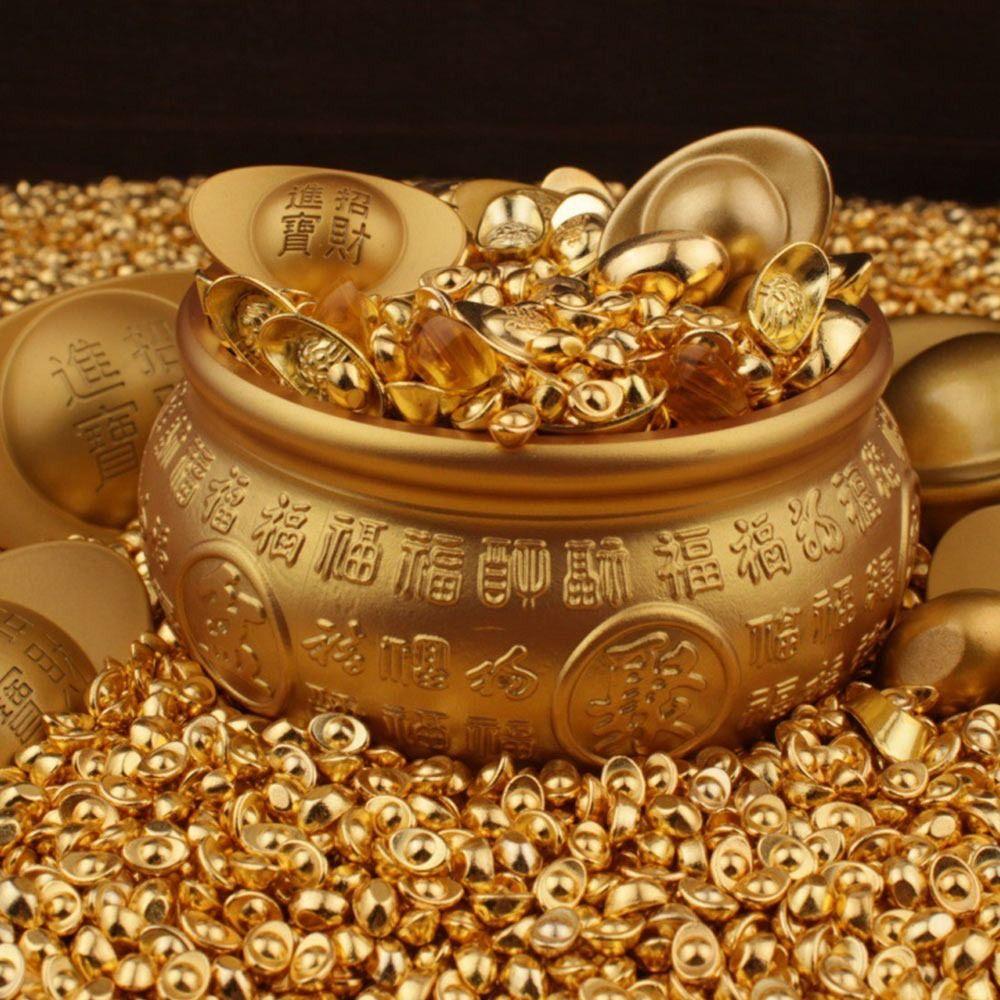 100PCS Gold Miniature Gold Ingots Luck Charms Dollhouse Accessories  Desktop Ornament