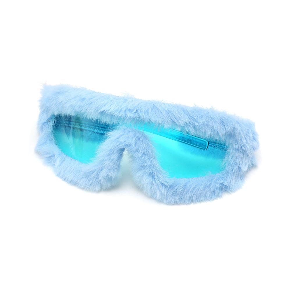 

Retro Plush Sunglasses Furry Party Sunglasses Winter Sunglasses Winter Christmas Halloween Party синій