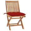 Garden Chairs 2 Pcs with Red Cushions Solid Teak Wood