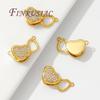 18K Gold Plated Connectors For Jewelry,Brass with Zircon Heart Clasps For Bracelets Accessories,DIY Jewelry Necklace Clasp
