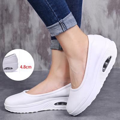 Air Cushion Shoes Women Leather Flats Non-slip Nurse Shoes Comfortable